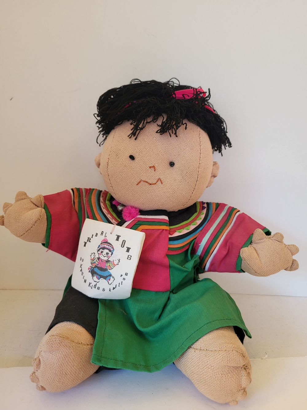 Lisu Tribal Tot Folk Art Doll Thailand 10"